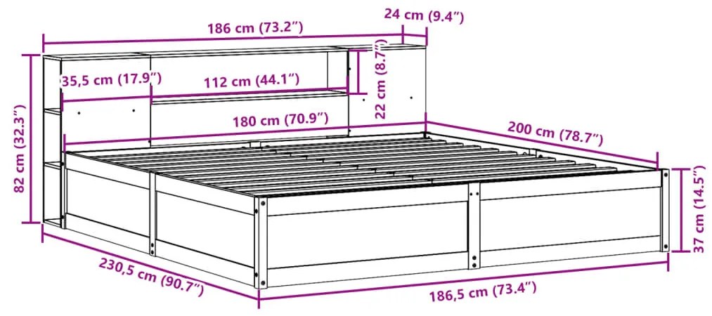 ΣΚΕΛΕΤΟΣ ΚΡΕΒΑΤΙΟΥ ΧΩΡΙΣ ΣΤΡΩΜΑ 180X200 ΕΚ ΜΑΣΙΦ ΞΥΛΟ ΠΕΥΚΟΥ 3323407