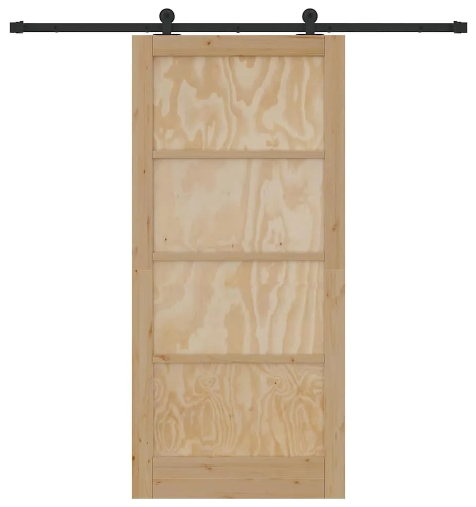vidaXL Σετ Συρόμενης Πόρτας Φυσικό και μαύρο 93 x 202 cm