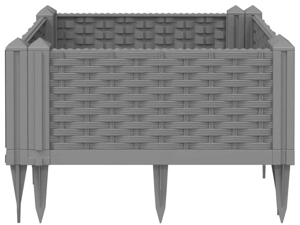 vidaXL Ζαρντινιέρα με Πασσάλους Αν.Γκρι42,5x42,5x28,5εκ Πολυπροπυλένιο