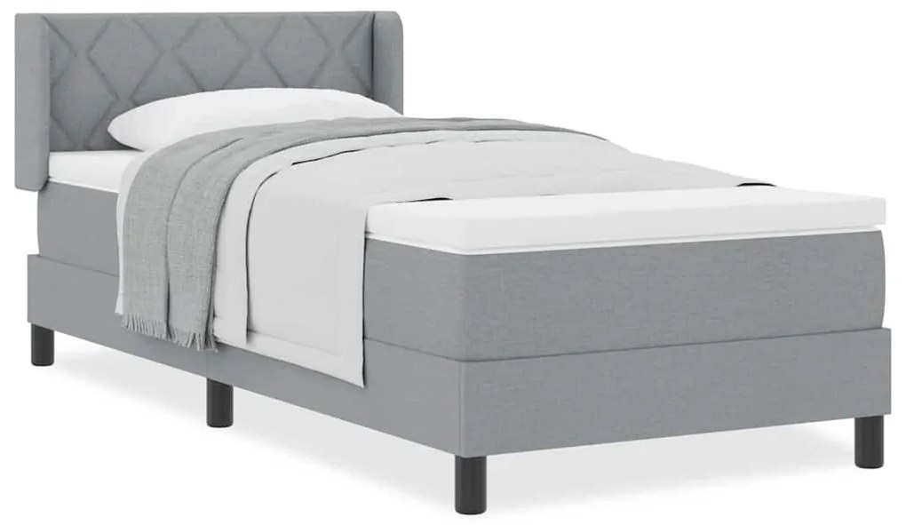 vidaXL Κρεβάτι box spring με στρώμα με στρώμα Ανοιχτό γκρι 90 x 200 cm