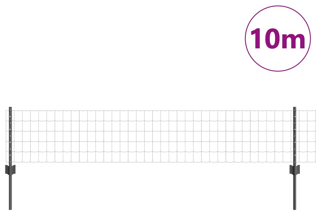 vidaXL Euro Fence με 5 U Posts Γκρι 0.4x10 μ Σίδερο