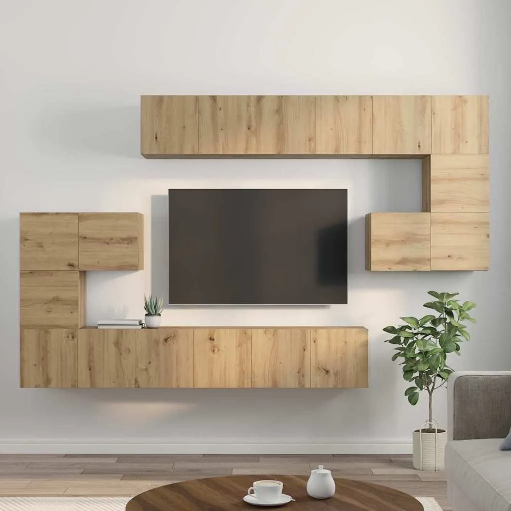 vidaXL Σετ επίπλου τηλεόρασης 10 pcs artisan δρυς 60 x 30 x 30 cm