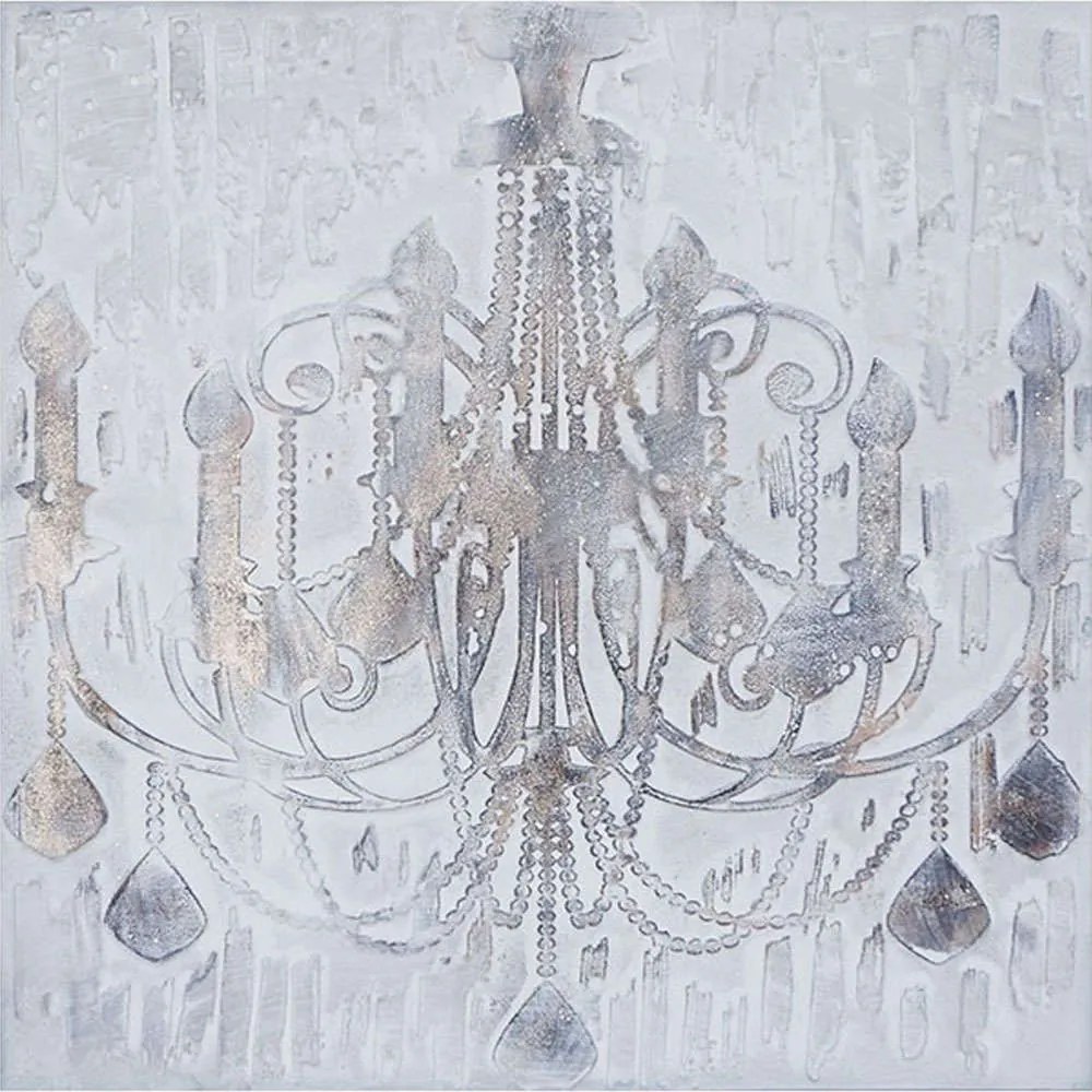 Πίνακας Καμβάς Πολυέλαιος 15-00-19168 80x80x3cm Cream Marhome Τετράγωνοι Καμβάς