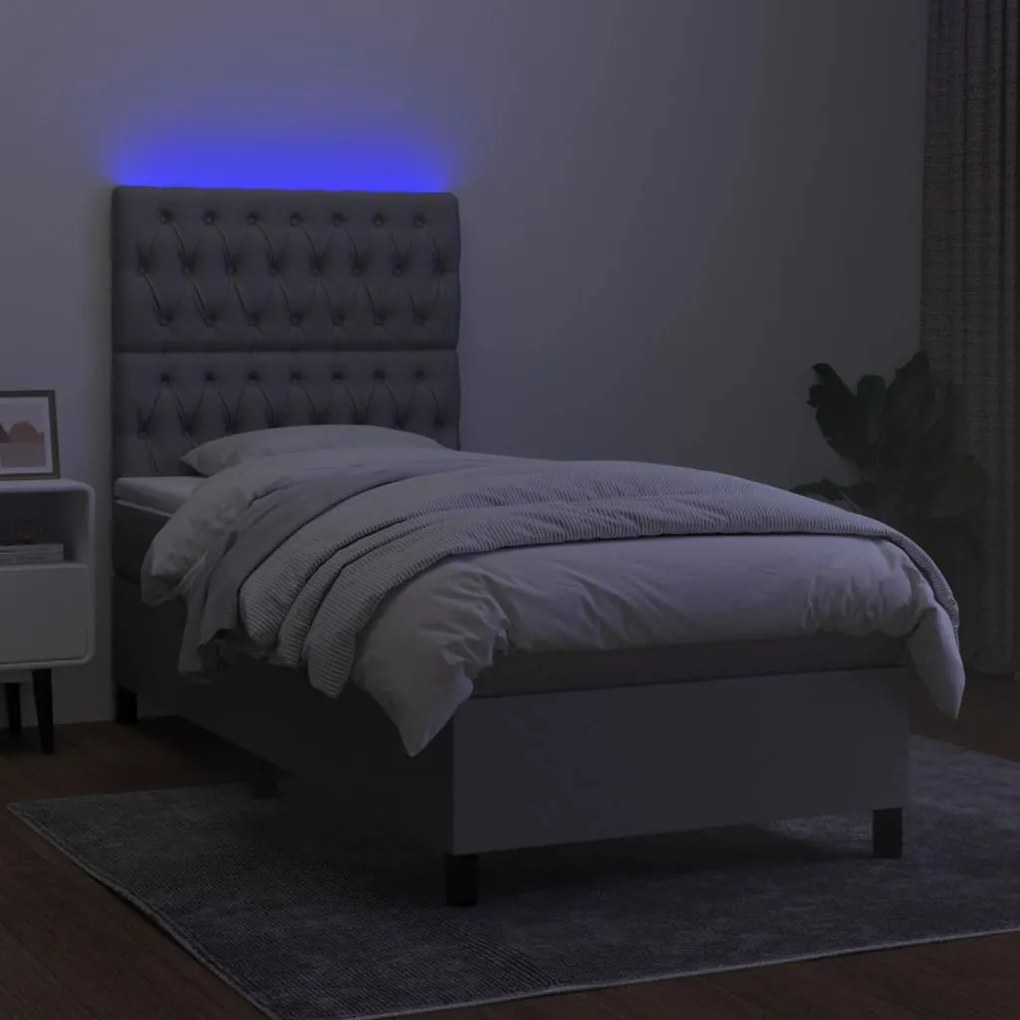 Κρεβάτι Boxspring με Στρώμα &amp; LED Αν.Γκρι 80x200 εκ. Υφασμάτινο - Γκρι