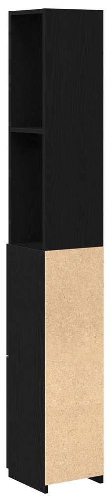 vidaXL Ντουλάπα Μπάνιου Μαύρη Δρυς 25x25x170 εκ από Επεξεργασμένο Ξύλο