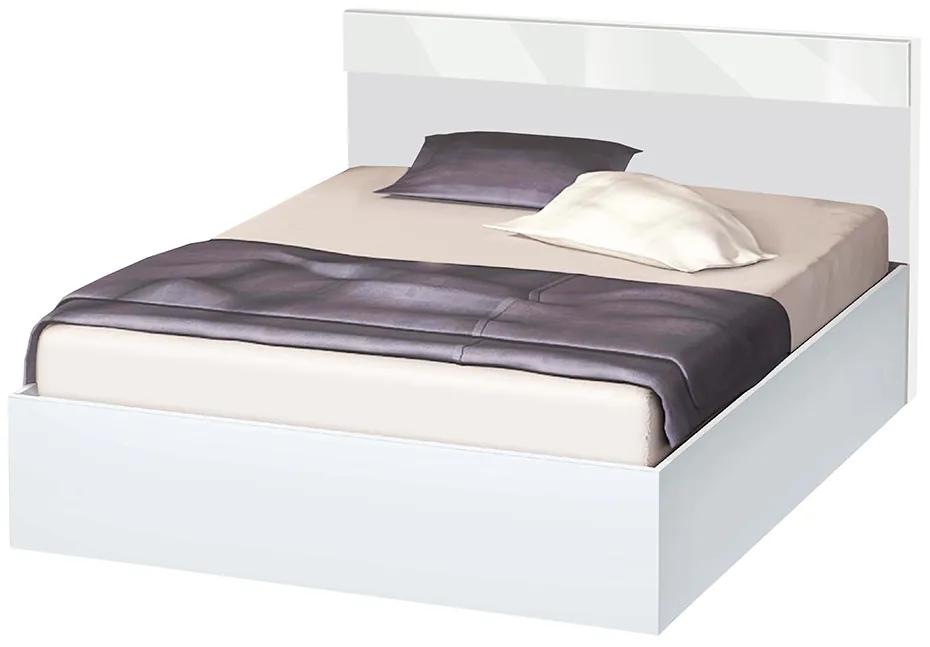 Κρεβάτι ξύλινο μονό High Λευκό/Λευκό γυαλιστερό, 90/200, 204/90/94 εκ., Genomax