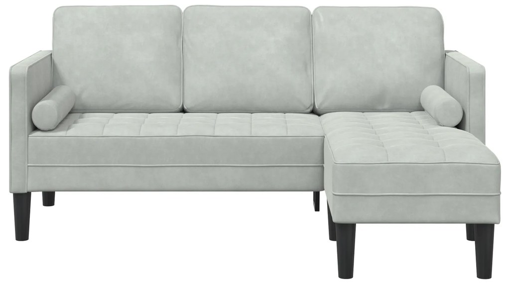vidaXL Καναπές 3 Θέσεων με Chaise L-σχήματος Ανοιχτό Γκρι 160 εκ Βελούδο