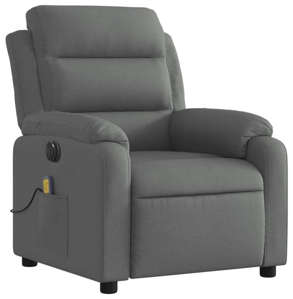 vidaXL Πολυθρόνα Μασάζ Ανακλινόμενη Ηλεκτρική Σκούρο Γκρι Υφασμάτινη