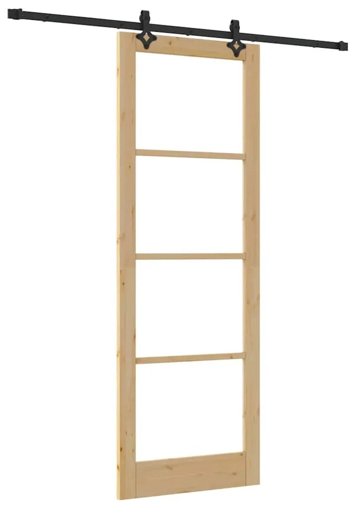 vidaXL Συρόμενη Πόρτα ORKDAL Καφέ 83 x 232 εκ. Ξύλο και μέταλλο