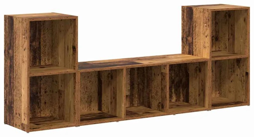 vidaXL Ντουλάπι TV 3 pcs Καφέ 107 x 35 x 37 cm Επεξεργασμένο ξύλο