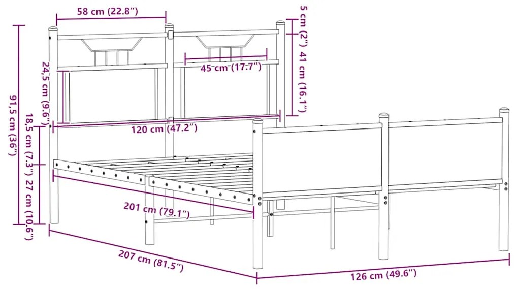Πλαίσιο Κρεβατιού Χωρ. Στρώμα Καφέ Δρυς 120x200εκ. Επ. Ξύλο - Καφέ