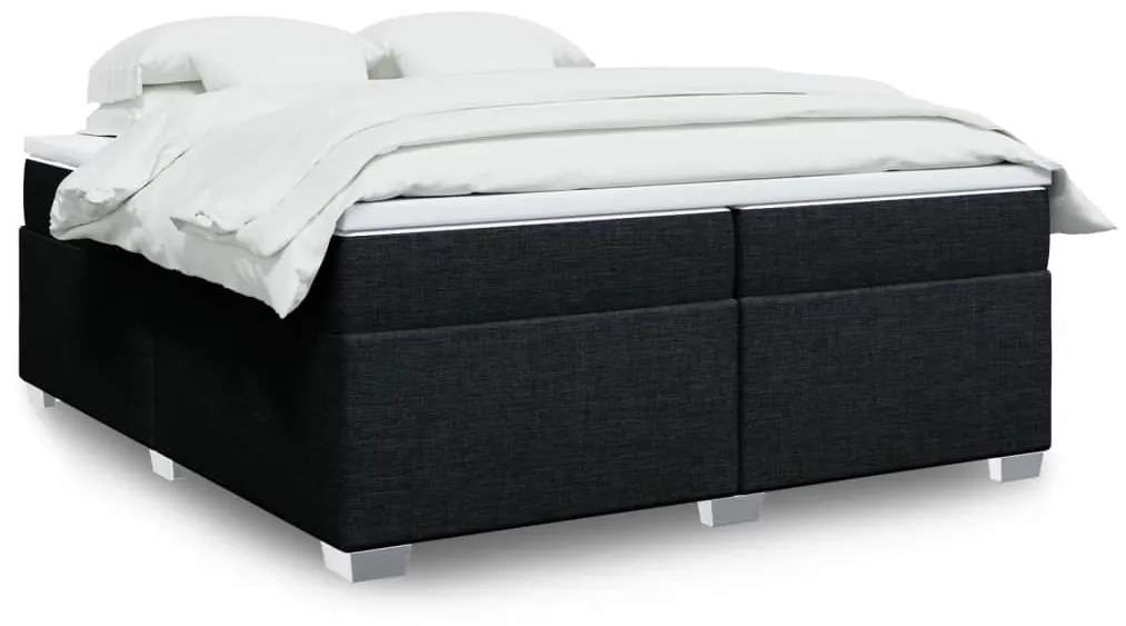 vidaXL Κρεβάτι Boxspring με Στρώμα Μαύρο 200x200 εκ. Υφασμάτινο