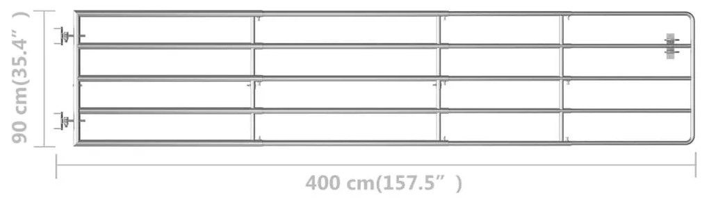 Πόρτα Αγροκτήματος με 5 Μπάρες Ασημί (150-400)x90 εκ. Ατσάλινη - Ασήμι