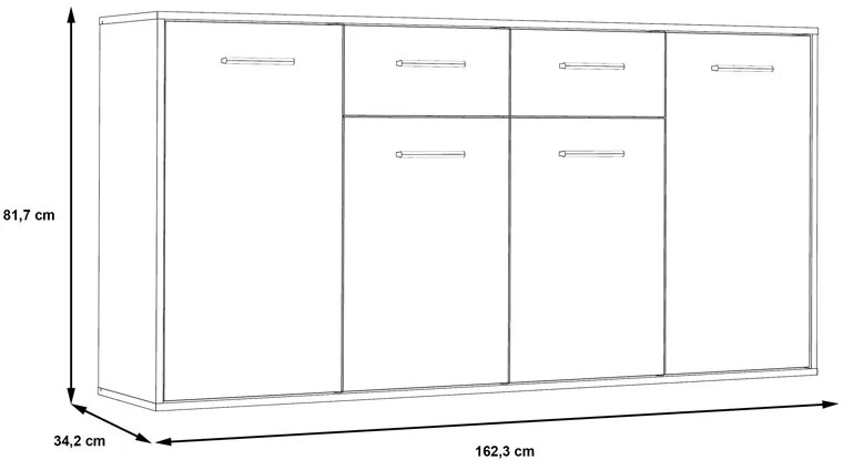 Συρταριέρα Drepen pakoworld μελαμίνη σε λευκό χρώμα 162.3x34.2x81.7εκ (1 τεμάχια)