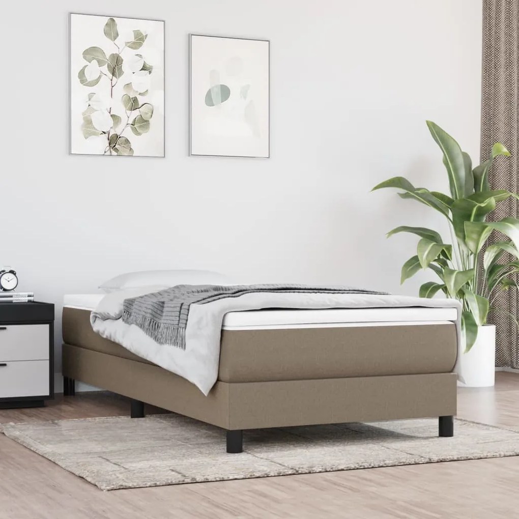 Κρεβάτι Boxspring με Στρώμα Taupe 100 x 200 εκ. Υφασμάτινο - Μπεζ-Γκρι