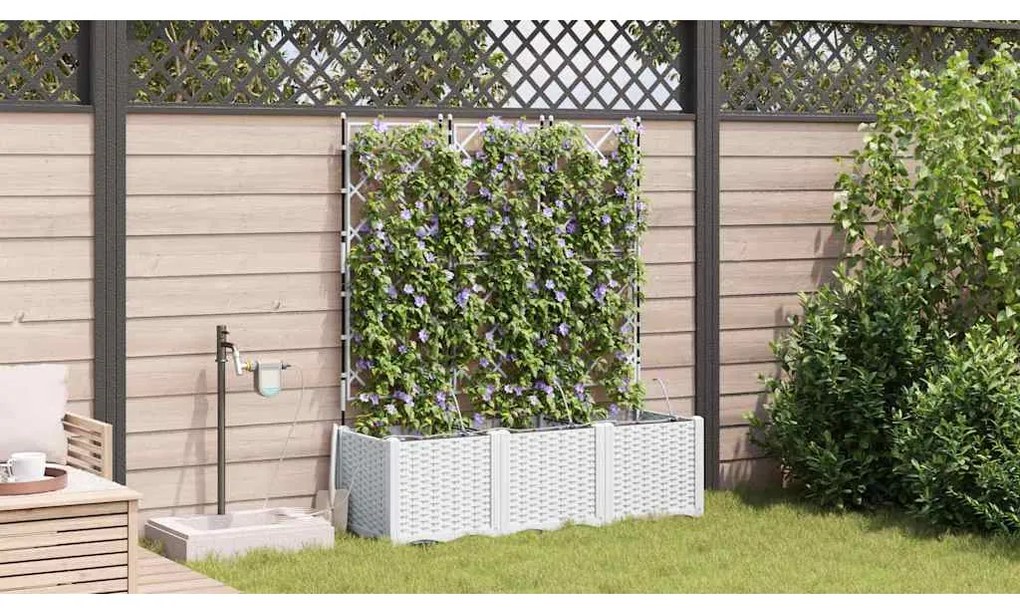 vidaXL Ζαρντινιέρες κήπου Λευκό 120 x 40 x 142 cm Ατσάλι