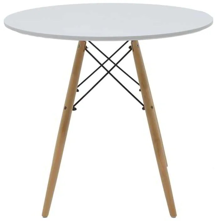 Τραπεζαρία Aurora-Julita pakoworld σετ 5τεμ pp-mdf σε λευκό-φυσική απόχρωση Φ80x73εκ