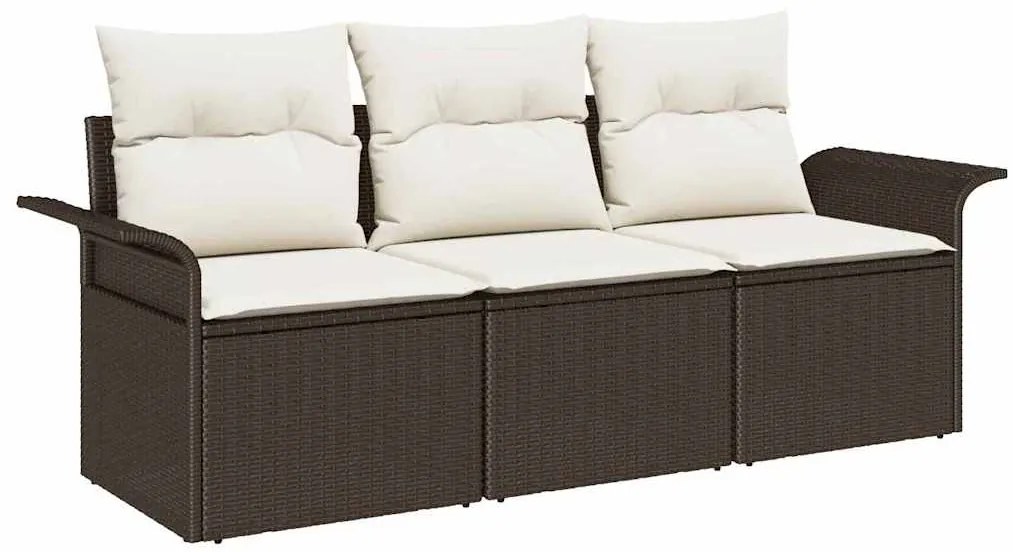 vidaXL Σετ Καναπέ Κήπου 3 pcs Καφέ 196 x 62 x 85εκ συνθετικό ρατάν