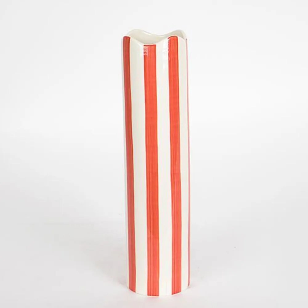 Βάζο Κεραμικό 752-20211 Φ8,2x32cm White-Red Estheti Home Κεραμικό