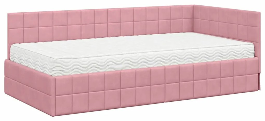 vidaXL Κρεβάτι γωνίας με στρώμα με κεφαλάρι 2 pcs Γκρι Βελούδο