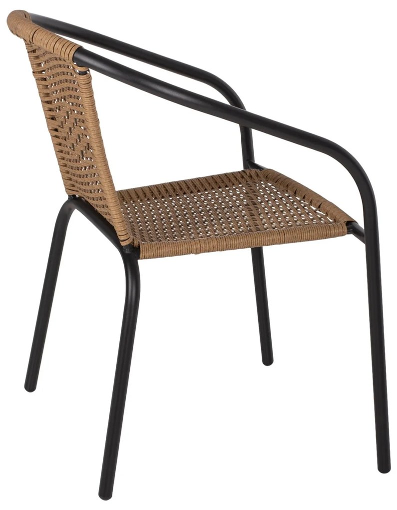 Καρέκλα - Πολυθρόνα CAMEL C5015.04 Μαύρη Μεταλλική με Wicker Φυσικό 50x55x73Y εκ. 50x55x73 εκ.