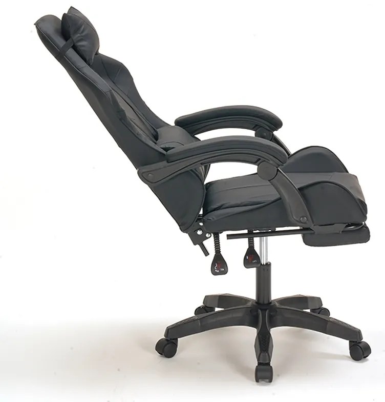 A9937 ΜΑΥΡΟ PVC ΠΟΛΥΘΡΟΝΑ GAMING/ΜΕ ΥΠΟΠΟΔΙΟ 64X59X43-112/53-125εκ.