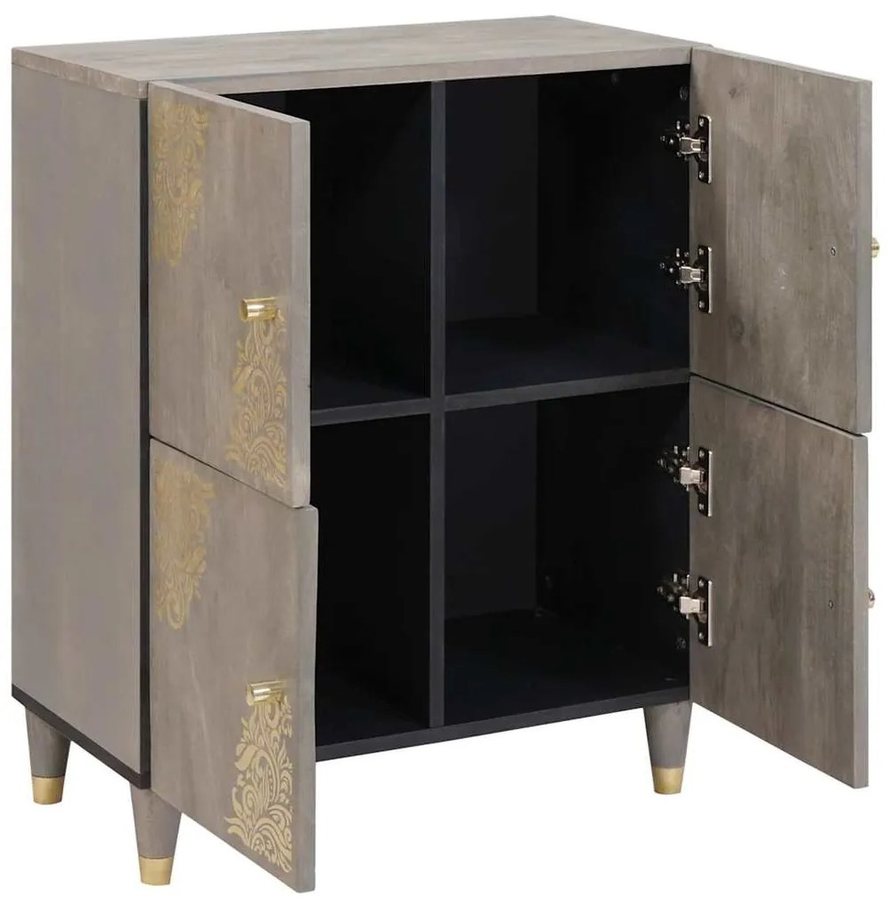 vidaXL Πλαϊνό γραφείο Γκρι και Χρυσό 60 x 33 x 75 cm Μασίφ ξύλο μάνγκο
