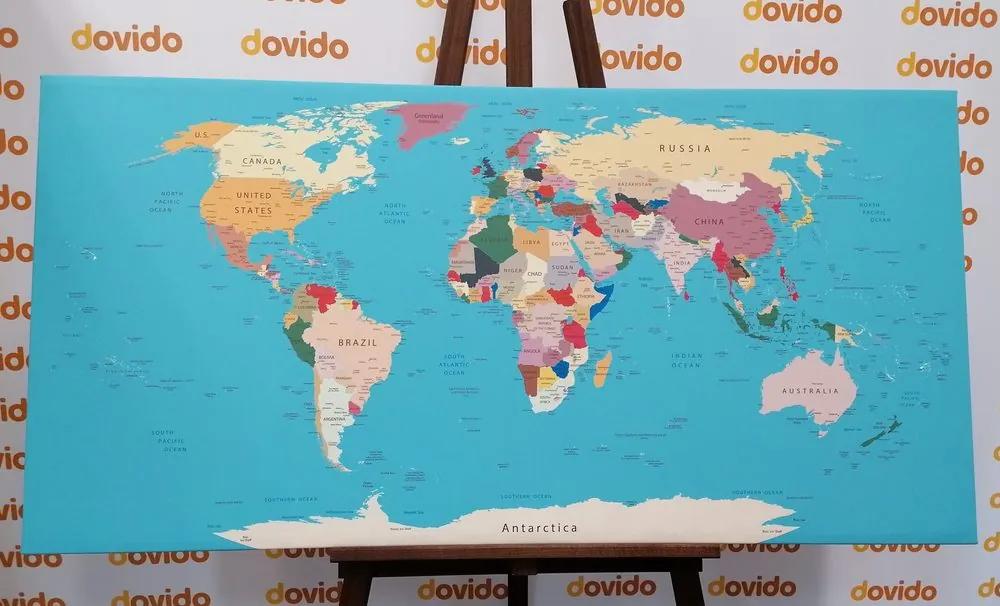 Εικόνα στον παγκόσμιο χάρτη φελλού με ονόματα - 100x50  color mix
