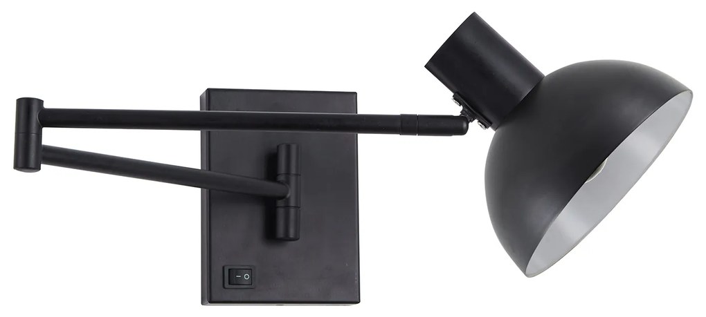 SE21-BL-52-MS3 ADEPT WALL LAMP Black Wall Lamp with Switcher and Black Metal Shade+ HOMELIGHTING 77-8385