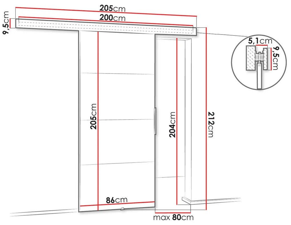 Συρόμενες πόρτες Dover 144, 23 kg, Άσπρο, Πλαστικοποιημένη μοριοσανίδα, Αλουμίνιο | Epipla1.gr