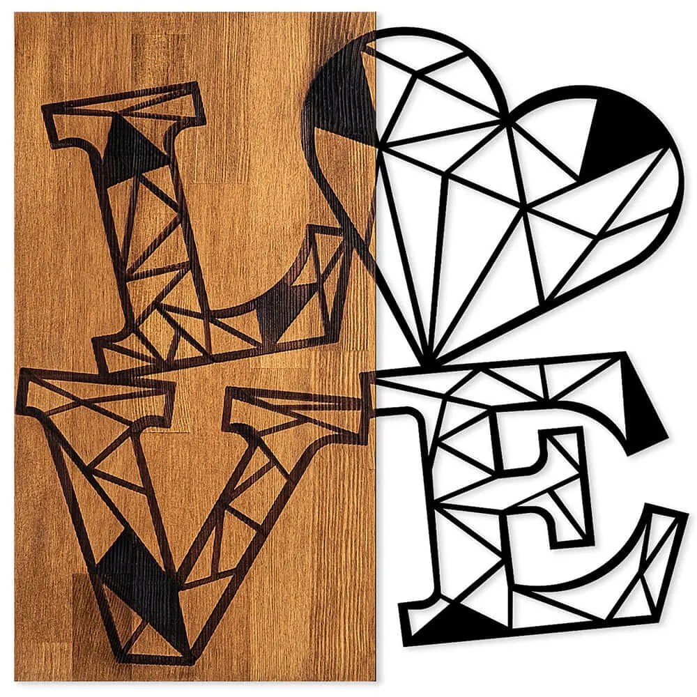 Διακοσμητικό Τοίχου Love 899SKL2404 55x58cm Walnut-Black Wallity Ξύλο,Μέταλλο