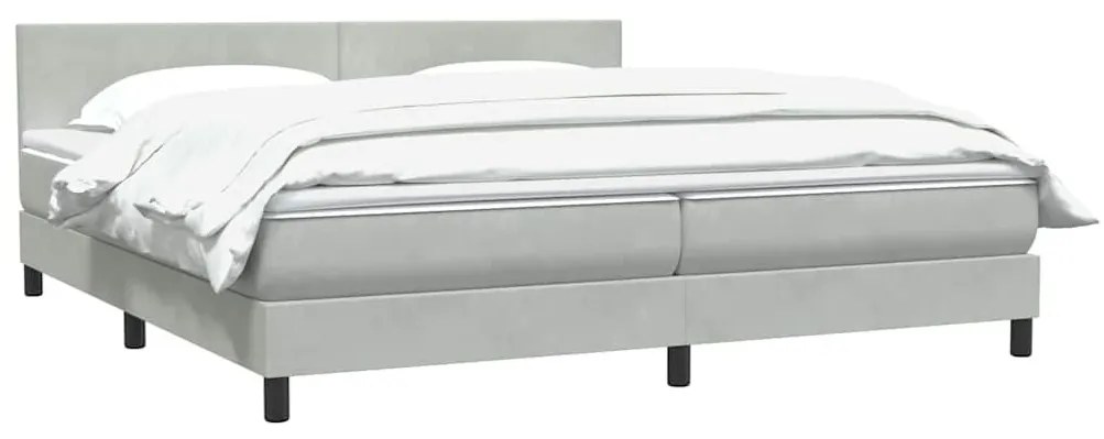 Κρεβάτι Boxspring με Στρώμα Ανοιχτό Γκρι 180x210 εκ. Βελούδινο - Γκρι