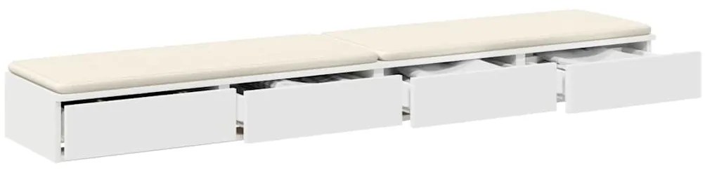 vidaXL Συρτάρια κρεβατιού με συρτάρι Λευκό 200 x 36.5 x 16.5 εκ