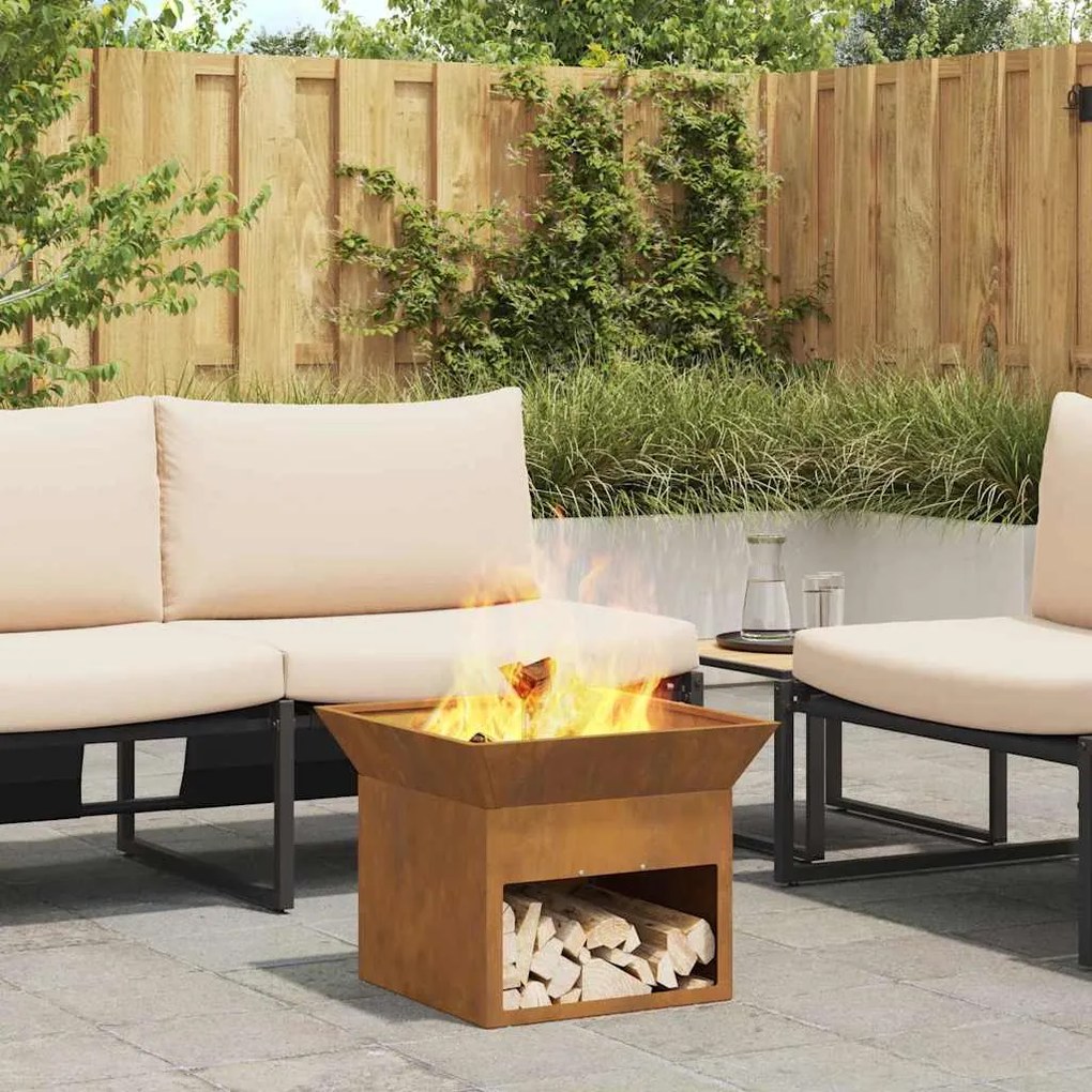 vidaXL Φωτιά Σκ rusty 50 x 50 x 40 cm Ατσάλι σκληρυθέν στον αέρα