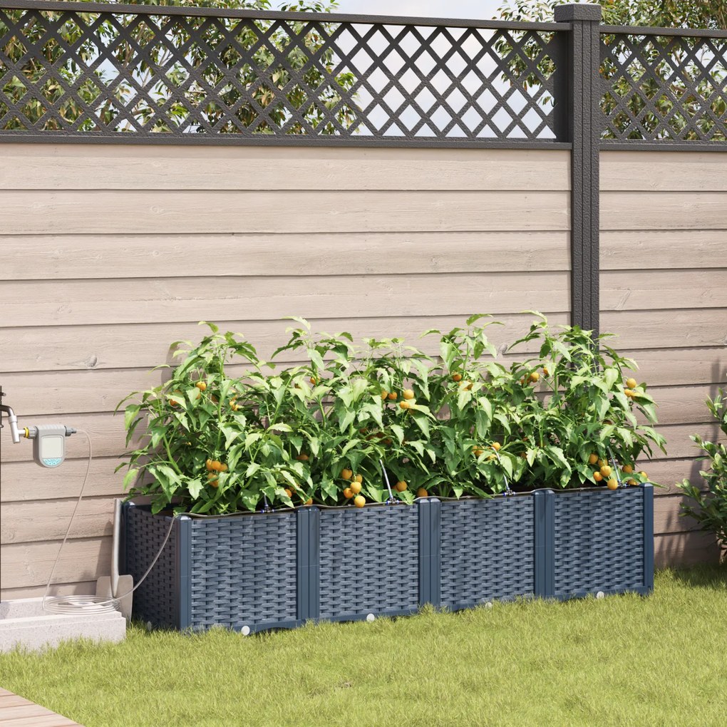 vidaXL Γλάστρες Κήπου 1 τεμ Γκρι 160 x 40 x 37.5 cm Πλαστικό