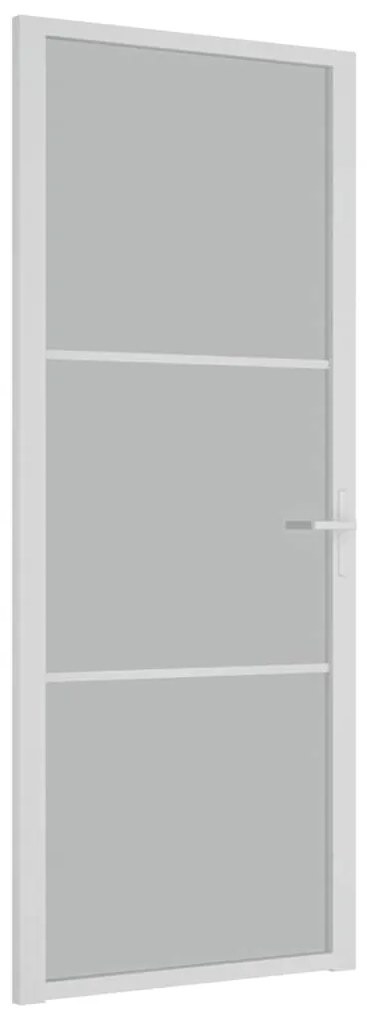 vidaXL Εσωτερική Πόρτα 83x201,5 εκ. Λευκό Ματ Γυαλί και Αλουμίνιο