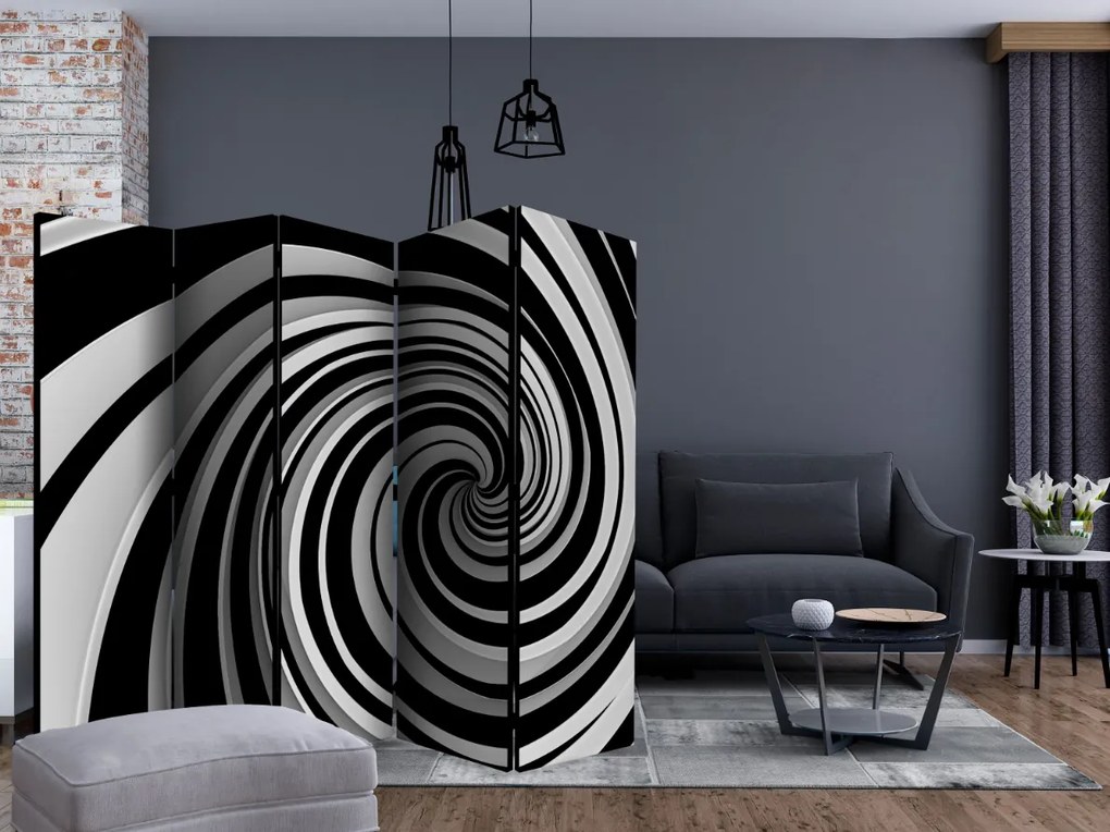 Διαχωριστικό με 5 τμήματα - Black and white swirl II [Room Dividers]