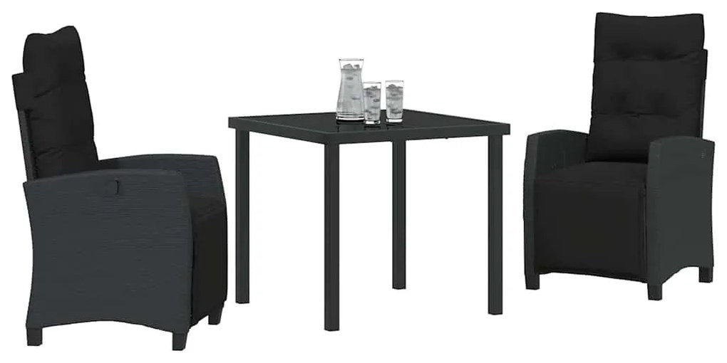 vidaXL Σέτ φαγητού για κήπο 3 pcs Μαύρο συνθετικό ρατάν