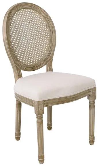 Ε754,1 JAMESON Καρέκλα K/D με Ψάθα Τραπεζαρίας - Σαλονιού, Decape Ύφασμα Εκρού Φυσικό/Εκρού,  Ξύλο/Ύφασμα, , 2 Τεμάχια