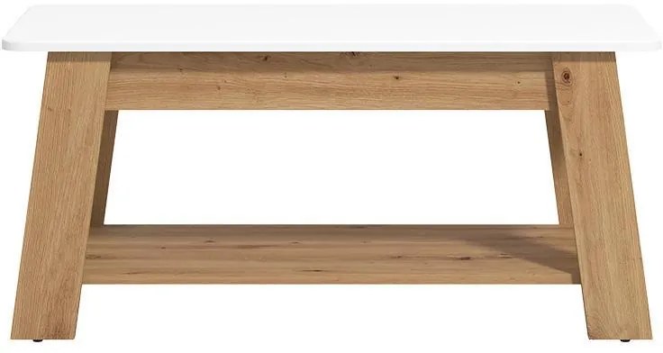 Τραπεζάκι σαλονιού PIAVE Artisan Oak - Λευκό Gloss 101x55x47 εκ. 101x55x47 εκ.
