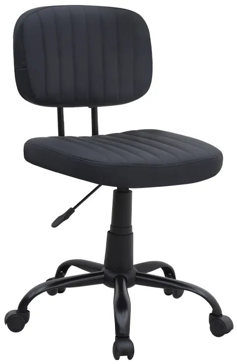 Καρέκλα γραφείου Romano Megapap από τεχνόδερμα χρώμα μαύρο 46x53x79/86εκ.