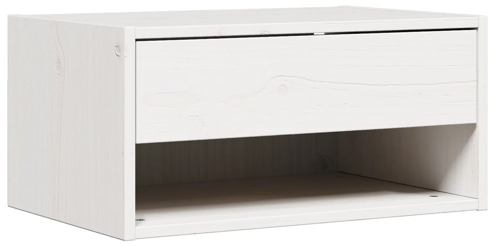 vidaXL Τοίχου Κομοδίνο Λευκό 50 x 32.5 x 24 εκ Συμπαγές ξύλο πεύκου