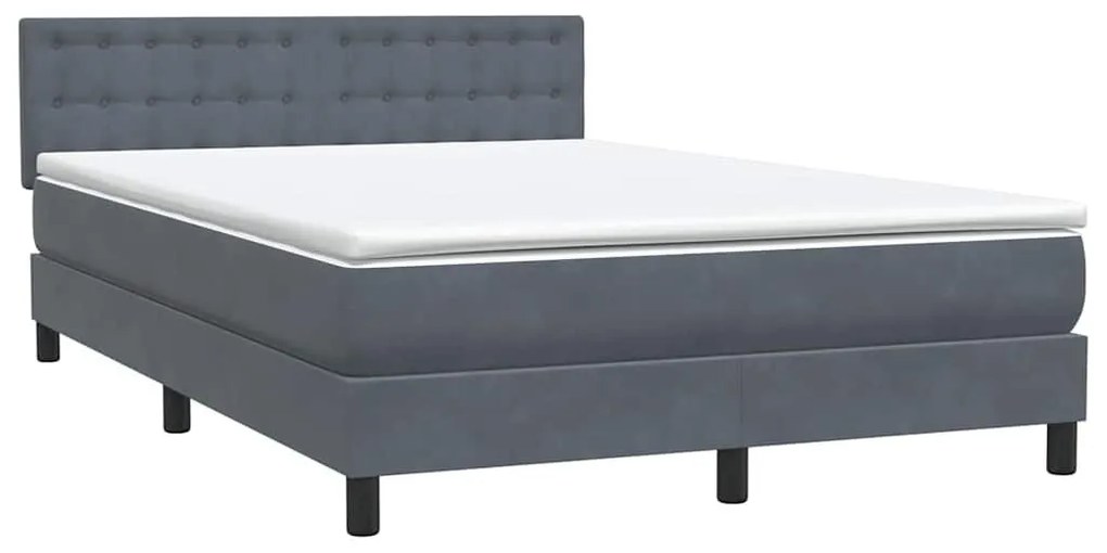 Κρεβάτι Boxspring με Στρώμα Σκούρο Γκρι 160x210 εκ. Βελούδινο - Γκρι