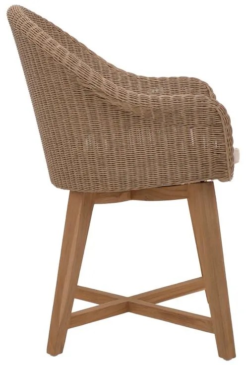 Καρέκλα - Πολυθρόνα Solso σκελετός αλουμινίου με teak πόδι σε Φυσικό και κρεμ μαξιλάρι 62x58x78 εκ. 62x58x78 εκ.