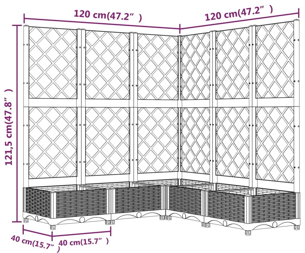 Ζαρντινιέρα Κήπου με Καφασωτό Λευκή 120x120x121,5 εκ. Πολυπροπ. - Λευκό