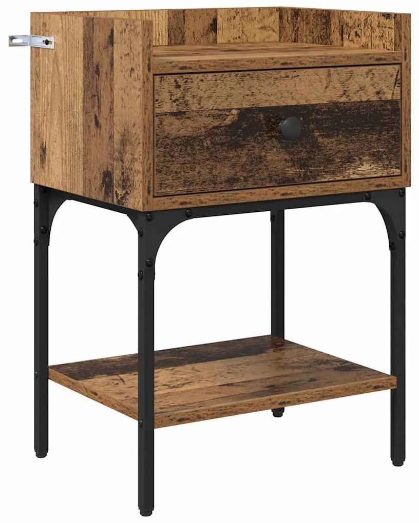 vidaXL Κομοδίνο Παλιό ξύλο 40 x 29 x 60 εκ Επεξεργασμένο ξύλο