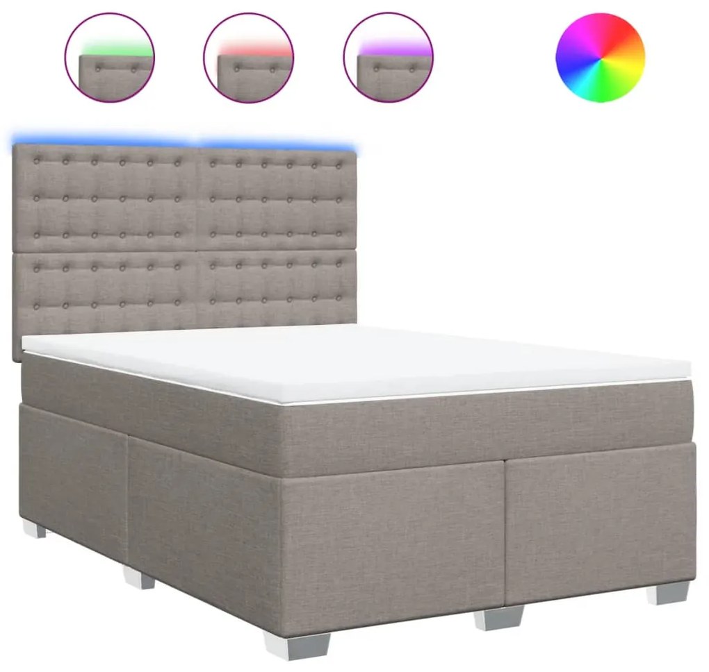 vidaXL Κρεβάτι Boxspring με Στρώμα Taupe 140x200 εκ. Υφασμάτινο