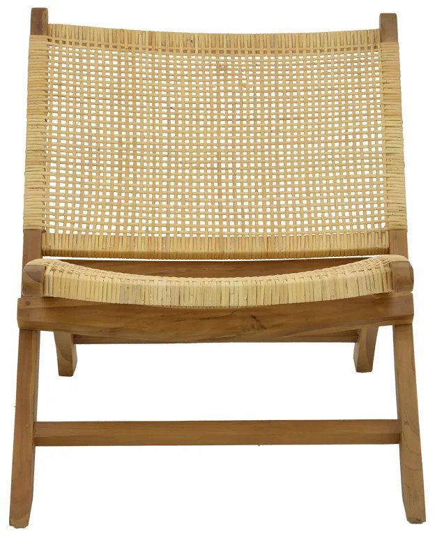 Καρέκλα Jerenze pakoworld φυσικό teak ξύλο-rattan 65x78x68εκ - 336-000010