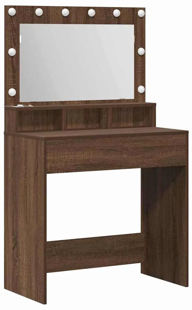 vidaXL Τραπέζι Μακιγιάζ Καφέ δρυς 79 x 41 x 135 cm Επεξεργασμένο ξύλο
