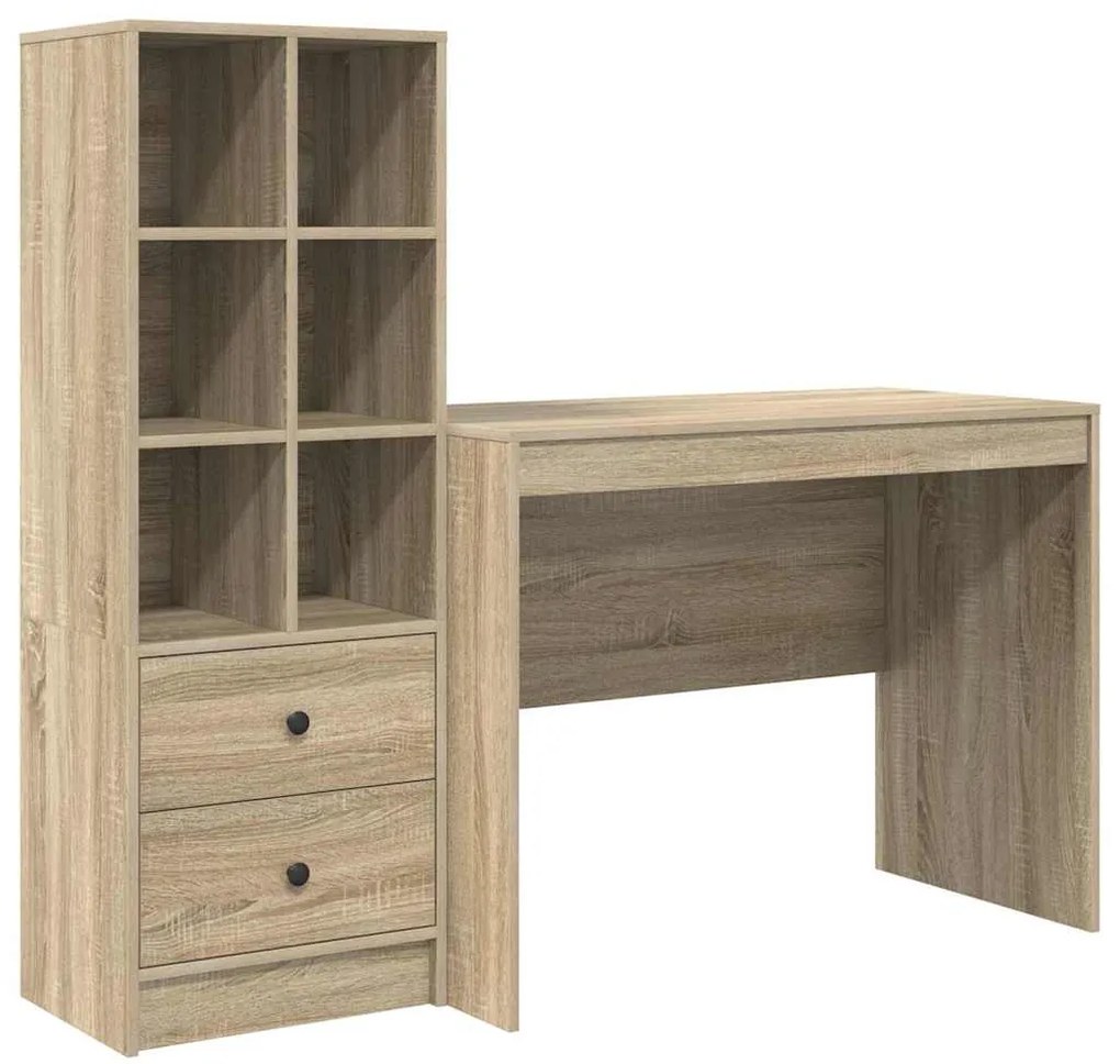 vidaXL Γραφείο με αποθηκευτικό χώρο με συρτάρι 2 pcs Δρύς Sonoma